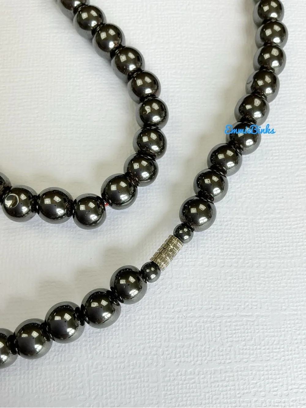 NWT Unisex Hematite Stone Beaded Necklace